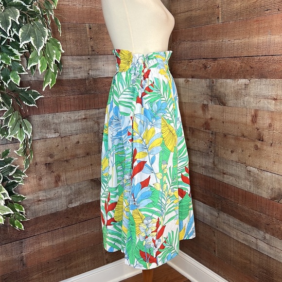 ZARA Green Yellow Tropical Print High Waist MIDI Skirt Sz Small - Picture 6 of 15